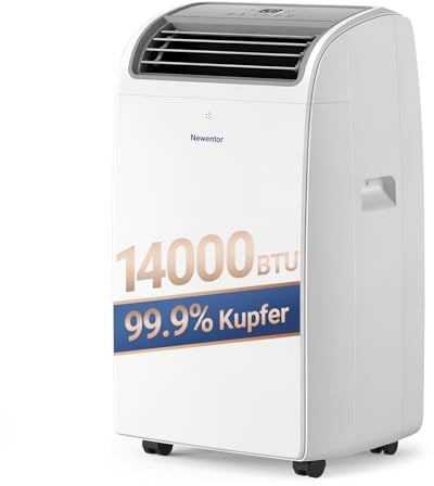 Newentor mobile Klimaanlage 14000 BTU, Klimaanlage mobil mit Abluftschlauch für Räume bis 50㎡, kühlen/entfeuchten/ventilieren mit Fernbedienung