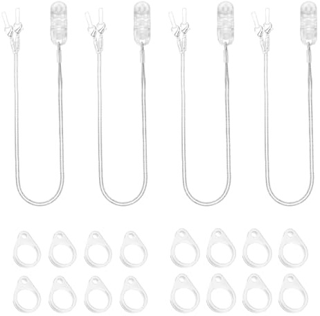 WEESTAAMO Hearing Aid Clips and Lanyards Kit - Anti-Loss Safety Retainer Cord with 24 Silicone Loops (7/9/11mm) & Storage Case - Grey BTE Hearing Aid Accessories for Seniors, Adults