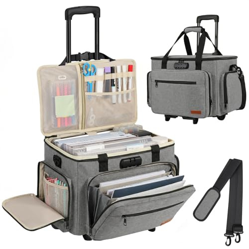 Housolution Rollende Lehrertasche mit Rädern für 15,6 Laptop, Grau