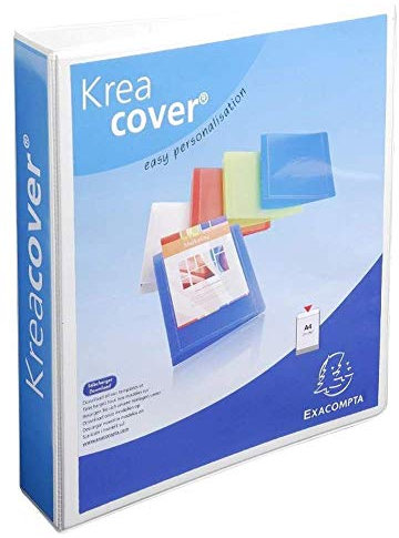 Exacompta - ref. 51844E - Box of 10 customizable rigid opaque binders with 3 pockets - 4 D-rings of 50 mm - External dimensions: 32 x 29.5 cm - Format to file A4 Maxi - Colour: white
