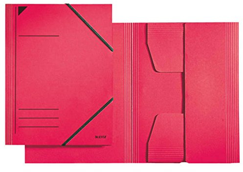Leitz 3981 Eckspannermappe mit 3 vollflächig verklebten Klappen, A4, Füllhöhe 350 Blatt, Colorspankarton, vier Farben zur Auswahl (50, rot)