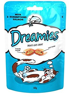 Dreamies Cat Treats with Scrumptious Salmon (60g) - Pack of 2