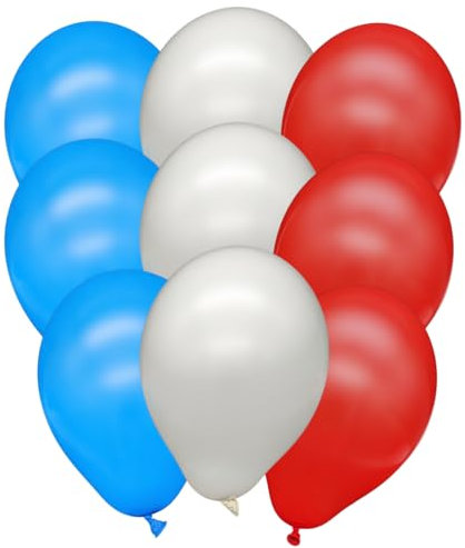 Premium Luftballons Deko NFL Football - Made in DE - 100% Naturlatex & 100% biologisch abbaubar - 15 Stück - Fußball, Länder - für Helium geeignet - twist4® (blau/rot/weiß, 15)
