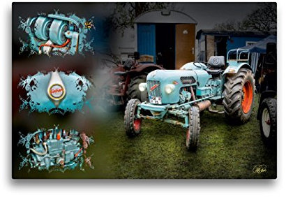 Premium Textil-Leinwand 45 x 30 cm Quer-Format Oldtimer Traktor Eicher | Wandbild, HD-Bild auf Keilrahmen, Fertigbild auf hochwertigem Vlies, Leinwanddruck von Peter Roder