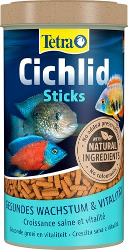Tetra Cichlid Sticks - Fischfutter für alle Cichliden und andere große Zierfische, schwimmfähige Futtersticks, 500 ml Dose