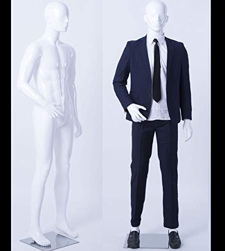 TonHan LM2-B schöne männliche abstrakte weiß glänzend lackierte Schaufensterpuppe Schaufensterfigur Nase Mund Ohren Modern Neu (LM2-B Mann Glanz)