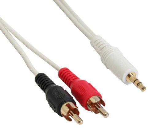 InLine 1 m 2 x Cinch Stecker auf 3,5 mm Stecker Stereo Audio Kabel, weiß/Gold