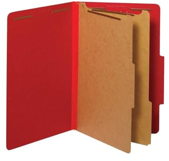 Pendaflex Classification Folders, Standard, 2 Dividers, Embedded Fasteners, 2/5 Cut Tab, Bright Red, Legal Size, 10/BX (29031P)
