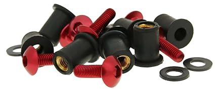 Aluschrauben Muttern Set M5x16 rot - 8 Stück