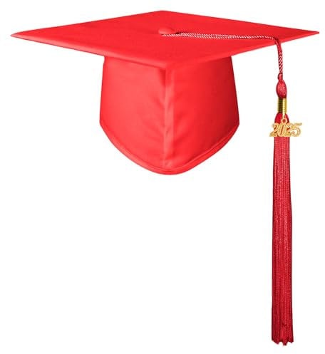 GraduationMall Doktorhut Studentenhut,Uni Abschluss Hut 2025 Anhänger Quaste für die Abschlussfeier vom Hochschule,Abitur,Bachelor Hut Rot