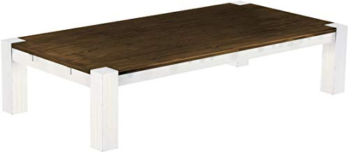 B.R.A.S.I.L.-Möbel Brasilmöbel Couchtisch Rio Kanto 200x100 cm Eiche Weiß Wohnzimmertisch Holz Tisch Pinie Massivholz Stubentisch Beistelltisch Echtholz Größe und Farbe wählbar