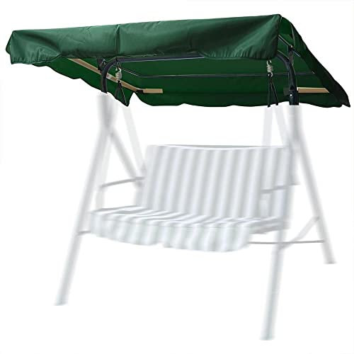 Flexzion Replacement Canopy For Outdoor Swing - 72 x 52 / 1.83m x 1.32m 2 Seat Bench Glider Swings Shade Fabric UV Weather Waterproof For Outdoor Garden Patio Yard Park Porch Seat Furniture, Green