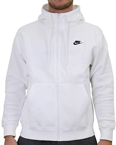Nike BV2645-100 M NSW Club Hoodie FZ BB Sweat Mens White/White/(Black) XL