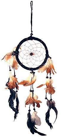 Saraswati Handgefertigter Traumfänger Dreamcatcher 15cm aus Leder