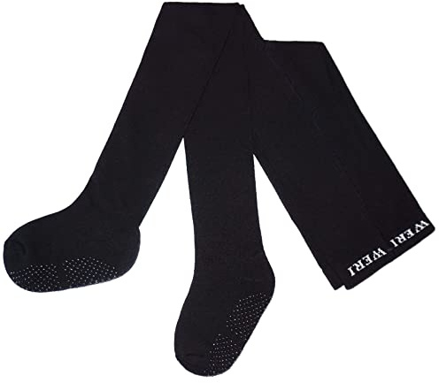 Weri Spezials Baby Krabbelstrumpfhose mit ABS Anti-Rutsch Strumpfhose für Kleinkinder, Rutschfeste Noppen an Knien & Füßen, Baumwolle Lauflern-Strumpfhose