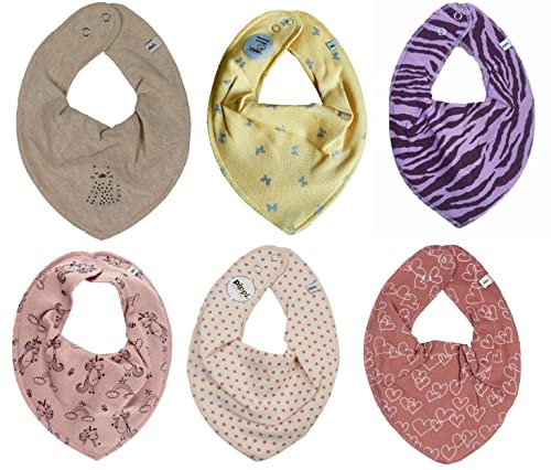 Pippi Halstuch 6er Set Baby Halstücher Dreieckstücher (Girls Leo-Dots)