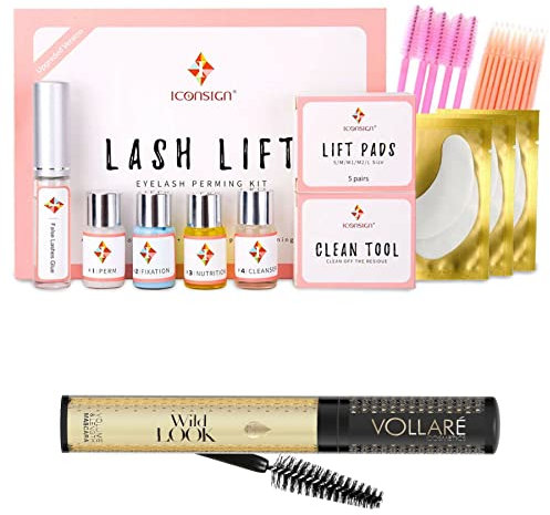 P-Beauty - Wimpernlifting Set für Wimpernwelle inklusive GRATIS Mascara mit Arganöl 12ml - Wimpernlaminierung - Wimpernlifting & Augenbrauen Lifting Set - Lash Lift Kit - Wimpern Curling (WILD LOOK)