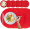 Miqio® Design Tischset 6er Set mit Glasunterstzern | Filzset abwaschbar | Platzsets und Glasuntersetzer | Filzmatte Platzdeckchen | rot
