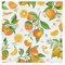 Orange Citrus Fruits Green Branches with White Flowers Green Leaves Dinner Cloth Napkin, Set of 6 Oversized Reusable Table Napkins, Washable Premium Fabric with Hemmed Edges for Wedding Parties