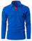 GNRSPTY Mens Polo Long Sleeve Shirt Cotton Golf Giraffe Tops (XL, Blue)