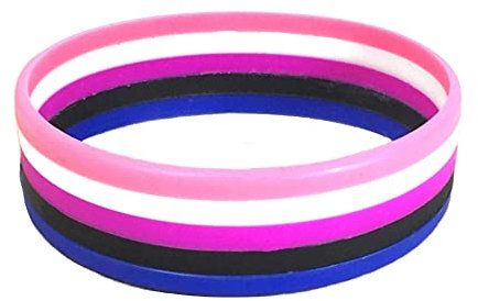 Butler & Grace Genderfluid LGBT Pink Weiß Lila Schwarz Blau Silikon Armband 202mm (1 Band Only)