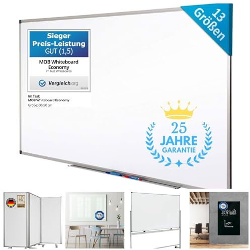 Master of Boards Magnettafel Whiteboard magnetisch 30 x 45 cm white board magnet Tafel für Büro und Heim, beschreibbar, trocken abwischbar mit Alu Rahmen in Hoch- und Querformat montierbar