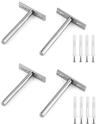 QWORK® 4 PZ Supporti per Mensole Flottante 100mm Staffe Mensole Invisibili con Vite per Decorativo a Parete Fai Da Te