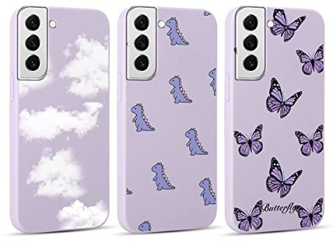 Yoedge 3 Stück Hülle für Samsung Galaxy S22 (5G) 6,1 mit Muster Aesthetic, Weich TPU Ultra Dünnes Soft Slim Silikon Handyhülle Con Motiv, Stoßfeste Case Cover für Samsung S22 (5G), Schmetterling