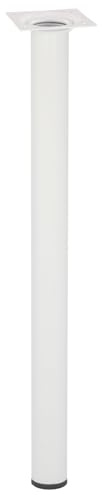 WAGNER Möbelbein/Tischbein/Möbelfuß Classic Retro - Ø 30 x 400 mm, integrierte Anschraubplatte 60 x 60 mm, Innengewinde Ø 10 mm, Stahl pulverbeschichtet weiß- 12164001