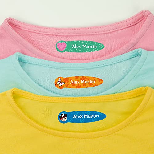 96 Themenbekleidungs-Etiketten für Schule und Kindergarten, Tiere, Blumen, Transport, Piraten, Vögel...