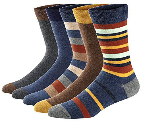 Ueither Chaussettes Fantaisie Homme Coton Peigné Confortable et Respirante Socks Socquettes (Couleur 24, 42-48)