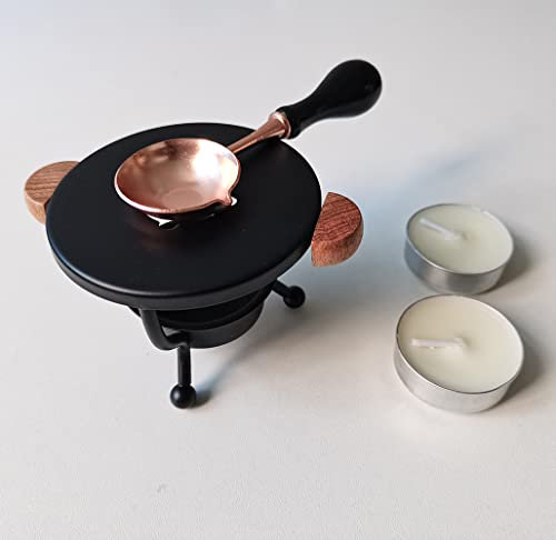 PORXFLY Wax Seal Warmer Kit for Sealing Wax Beads, Sealing Waxs Furnace with Melting Spoon and 2 Pieces Candles for wax seal stamp