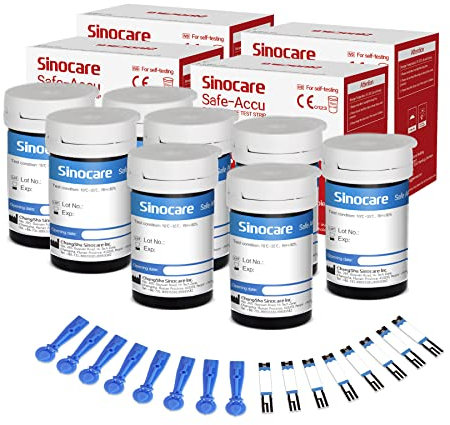 Sinocare Test Strips, 200pcs (Safe Accu) Blood Sugar Test Strip, Diabetes Test Strips, Blood Glucose Test Strips for Sinocare Safe Accu Blood Sugar Monitor, Pack of 200 (200pcs Strips & 200pcs Lans.)