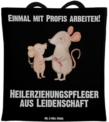 Mr. & Mrs. Panda Tragetasche Heilerziehungspfleger Leidenschaft - Geschenk, Beuteltasche, Jutebeutel, Ausbildung, Jubiläum, Laptoptasche,