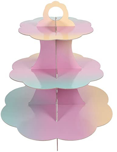 Abaodam 3 Regenbogen Tortenständer Etagere Für Cupcakes Schreibtischaufsatz Regenbogen-Cupcake-ständer Aus Pappe Runder Cupcake-ständer Tasse Tortenständer Papier Runden Süssigkeit Braut