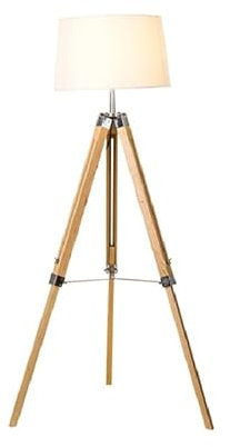 Wood Tripod Floor Lamp Vintage Indoor Standing Light for Living Room and Bedroom Wood Mid Century Modern Reading Lamp Standing Lamps (Color : Yellow)