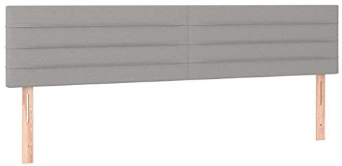 vidaXL Kopfteil 2 STK., Bettkopfteil mit Holzbeinen, Höhenverstellbar Polsterkopfteil für Bett, Betthaupt Bettzubehör Schlafzimmer, Hellgrau 100x5x78/88cm Stoff