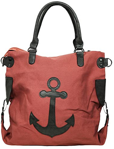 Excellanc Damen-Schultertasche Anker Textil Reißverschluss 3600215 (rot)