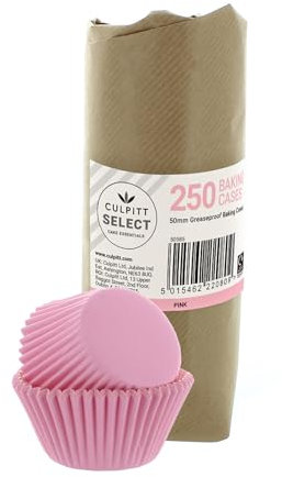 Culpitt Select Pink Baking Cases, Greaseproof Paper Baking Cups, 50mm Cupcake Cases - Extra Large Pack of 250