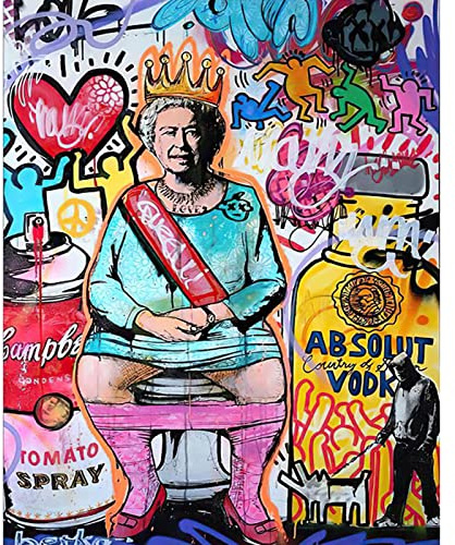 Framed DIY Funny Graffiti Paint by Number for Adults Street Pop Art DIY Oil Painting Kits on Canvas with Brushes and Acrylic Pigment Creative Portraits Classic Picture for Home Wall Decor (Framed)