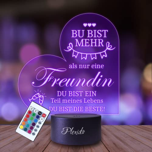 Plexido Geschenke für Freundin Statuette Personalisiert Graveur 3D, Illusion Lampe, LED Licht, Witziges Geburtstagsgeschenk für Freundin Schwester Frauen Papa, Muttertagsgeschenk Freundinnen