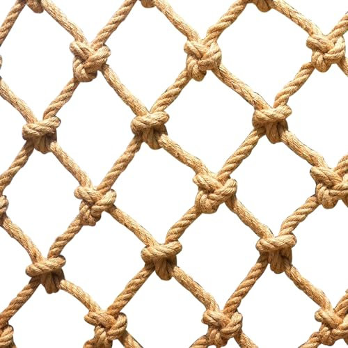 SSWZHANG Sicherheitsnetz Hanfseil Hanfseilnetz Schutznetz Treppe Balkon Fallschutznetz Trennwand Deckennetz Spielplatz Hindernisschutz Gartenzaunnetz Dekoratives Innen und Außen(Size:2 * 2m(7 * 7ft))