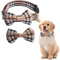 Kryzalite® Verstellbares Hundehalsband mit Fliege, Karierter Stil, stilvolles und weiches Halsband, Sicherheitsschnalle, lässt Sich Nicht leicht lösen, für Haustiere (Khaki) – S