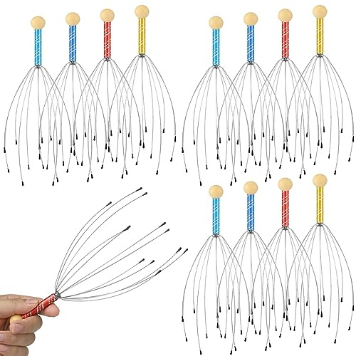 Soaoo 36 Pcs Scalp Massager Head Scratcher Wooden Handle,Multicolor