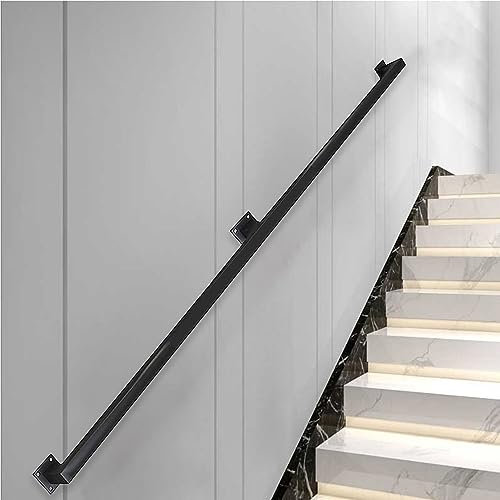 Drsyffsup Moderner Treppenhandlauf in Schwarz Matt – Vierkantrohr-Design. Schmiedeeiserne Treppengeländer, Geländer, Wandstützstangengeländer für Außen- und Innenbar, Thekenfußschiene (Size : 3m)