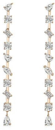 AMDXD 14K Gelbgold Au585 Ohrringe Weihnachten Echter Schmuck, Lang Quaste Ohrhänger mit Moissanit, 585 Gold Ohrringe Jugendstil