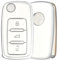 OFF WE GO Autoschlüssel Hülle Schlüsselhülle Cover für VW Volkswagen Golf 4 5 6 Polo Tiguan Passat Beetle Touran Skoda Seat Ibiza4 Altea Leon TPU Schlüsselcover Schlüssel Schutz Gehäuse, Weiß Silber