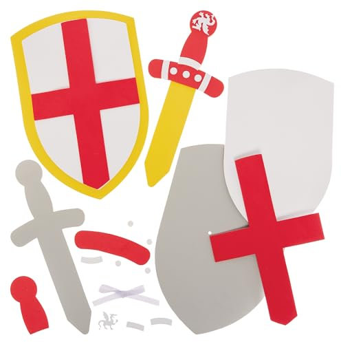 Baker Ross FX984 St. Georg-Schwert- und Schild-Bastelsets - Packung mit 2, Ritter-Verkleidungs-Bastelsets für Kinder