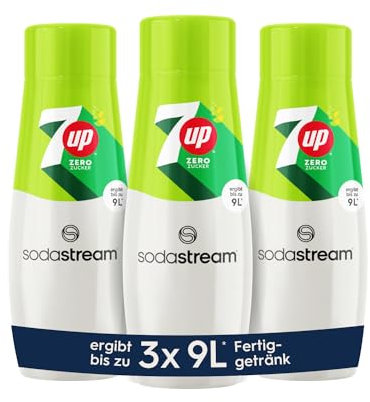 SodaStream Sirup 3x 7UP Zero Zucker - 1x Flasche ergibt 9 Liter Fertiggetränk, Sekundenschnell zubereitet und immer frisch, 440 ml