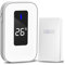 Sonnette sans Fil,Carillon sans Fil sans Pile, Bouton Sonnette Auto-Alimenté Kit Carillon Électronique Affichage de la température avec 38 sonneries, 4 Mode Volume pour Maison, Bureau (Blanc, 1+1)